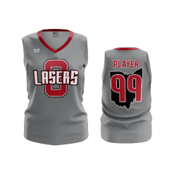 2808 FD Womens V-Neck Sleeveless LASERS-SCARLET-CHARCOAL