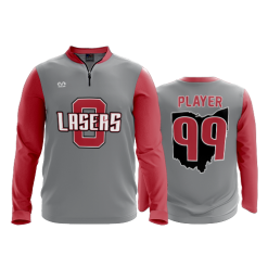 2808 FD Quarter Zip Batting Jacket LS LASERS-SCARLET-CHARCOAL