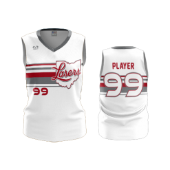 2808 FD Womens V-Neck Sleeveless LASERS-SCARLET-WHITE