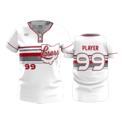 2808 FD WOMENS 2 BUTTON SCOOP NECK CL LASERS-SCARLET-WHITE