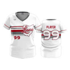 2808 FD Womens V-Neck LASERS-SCARLET-WHITE