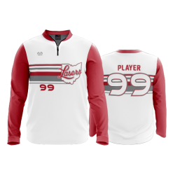 2808 FD Quarter Zip Batting Jacket LS LASERS-SCARLET-WHITE