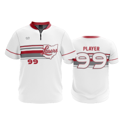 2808 FD Quarter Zip Batting Jacket SS LASERS-SCARLET-WHITE