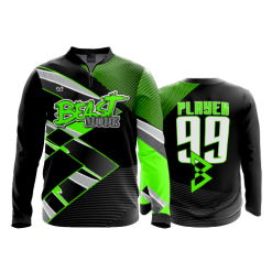 2791 FD Quarter Zip Batting Jacket LS BEAST-MODE-BLACK-FLO INK + $5