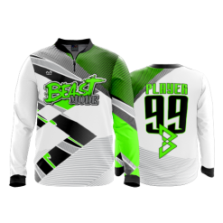 2791 FD Quarter Zip Batting Jacket LS BEAST-MODE-WHITE-FLO INK + $5