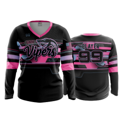 2416 FD Womens V-Neck Longsleeve NWI-VIPERS-BLACK