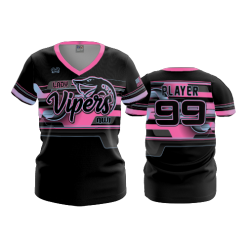 2416 FD Womens V-Neck NWI-VIPERS-BLACK