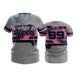 2416 FD Womens V-Neck NWI-VIPERS-CHARCOAL