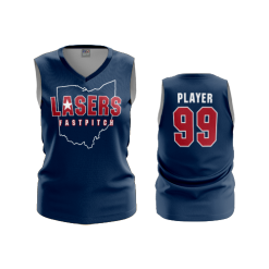 2808 FD Womens V-Neck Sleeveless OHIO-LASERS-SCARLET-NAVY