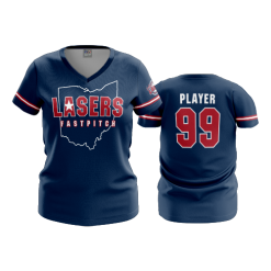 2808 FD Womens V-Neck OHIO-LASERS-SCARLET-NAVY