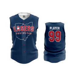 2808 FD ProTek Womens Full Button Down Sleeveless OHIO-LASERS-SCARLET-NAVY