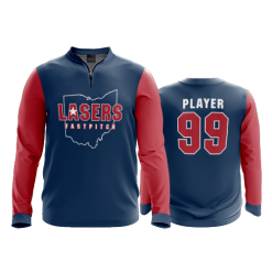 2808 FD Quarter Zip Batting Jacket LS OHIO-LASERS-SCARLET-NAVY