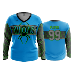 2816 FD Womens V-Neck Longsleeve BLACK-WIDOWS-BLUE