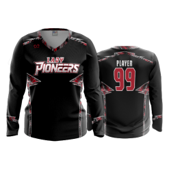 2818 FD Womens V-Neck Longsleeve LADY-PIONEERS-14U-BLACK