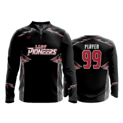 2818 FD Quarter Zip Batting Jacket LS LADY-PIONEERS-14U-BLACK