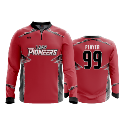 2818 FD Quarter Zip Batting Jacket LS LADY-PIONEERS-14U-RED