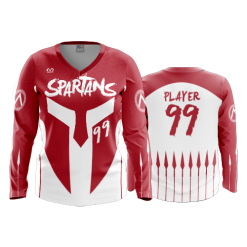 2828 FD Womens V-Neck Longsleeve SPARTANS-RED-WHITE