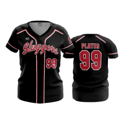 2508 FD Womens V-Neck SLUGGERS-15U-BLACK