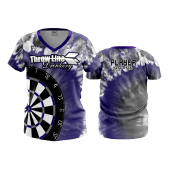 2386 FD Womens V-Neck THROW-LINE-DRINKERY-TYE-DYE-PURPLE