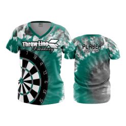 2386 FD Womens V-Neck THROW-LINE-DRINKERY-TYE-DYE-TEAL