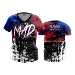 2386 FD Womens V-Neck MAD-RED-BLUE