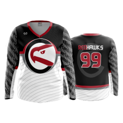 2701 FD Womens V-Neck Longsleeve REDHAWKS-SPIRIT