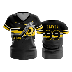 2124 FD Womens V-Neck DRAGONS-BASEBALL-BLACK