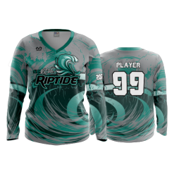 2853 FD Womens V-Neck Longsleeve SC-ELITE-RIPTIDE-CHARCOAL