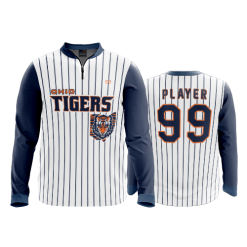 2868 FD Quarter Zip Batting Jacket LS OHIO-TIGERS-PINSTRIPE