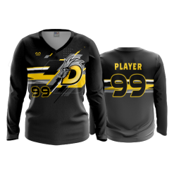2692 FD Womens V-Neck Longsleeve DRAGONS-BASEBALL-BLACK