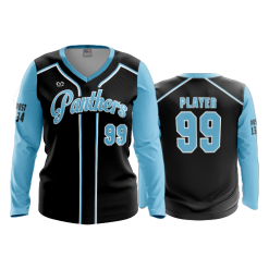 2508 FD Womens V-Neck Longsleeve PANTHERS-BLACK