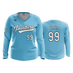 2508 FD Womens V-Neck Longsleeve PANTHERS-BLUE