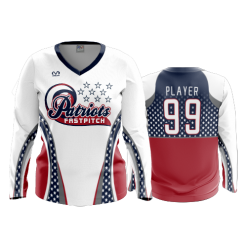 2884 FD Womens V-Neck Longsleeve PATRIOTS-FASTPITCH-NEW