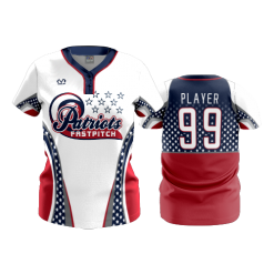 2884 FD WOMENS 2 BUTTON SCOOP NECK CL PATRIOTS-FASTPITCH-NEW