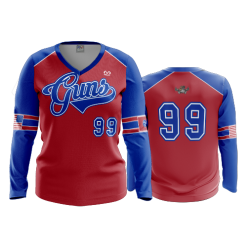 2666 FD Womens V-Neck Longsleeve YOUNG-GUNS-RED