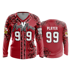 2689 FD Womens V-Neck Longsleeve RUNS-N-ROSES-RED