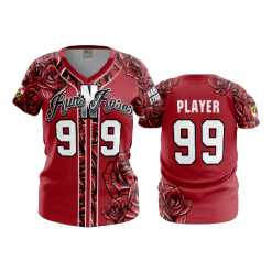 2689 FD Womens V-Neck RUNS-N-ROSES-RED