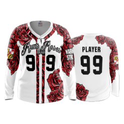 2689 FD Womens V-Neck Longsleeve RUNS-N-ROSES-WHITE