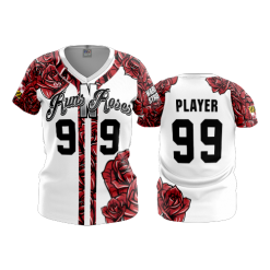 2689 FD Womens V-Neck RUNS-N-ROSES-WHITE
