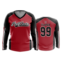 2901 FD Womens V-Neck Longsleeve RED-HAWKS