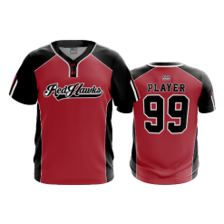 2901 FD MENS 2 BUTTON SCOOP NECK CL RED-HAWKS