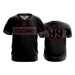 2701 FD MENS 2 BUTTON SCOOP NECK CL REDHAWKS-BLACKOUT