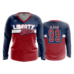 2934 FD Womens V-Neck Longsleeve LIBERTY-STARS