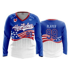2916 FD Womens V-Neck Longsleeve HEARTACHES-ROYAL