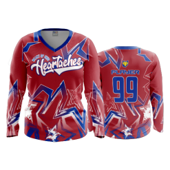 2916 FD Womens V-Neck Longsleeve HEARTACHES-RED