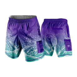 2898 LIGHTWEIGHT MICROFIBER 160gsm SHORT SPIDER-DRAFT-PURPLE-AQUA