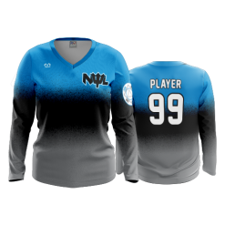 2912 FD Womens V-Neck Longsleeve NWL-BLUE-TOP