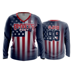 2701 FD Womens V-Neck Longsleeve AMVETS-POST-2