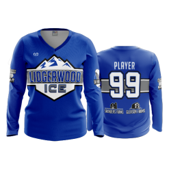 2940 FD Womens V-Neck Longsleeve LIDGERWOOD-ICE-ROYAL