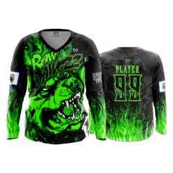 2962 FD Womens V-Neck Longsleeve RAW-DAWGZZ-BLACK-FLO INK + $5